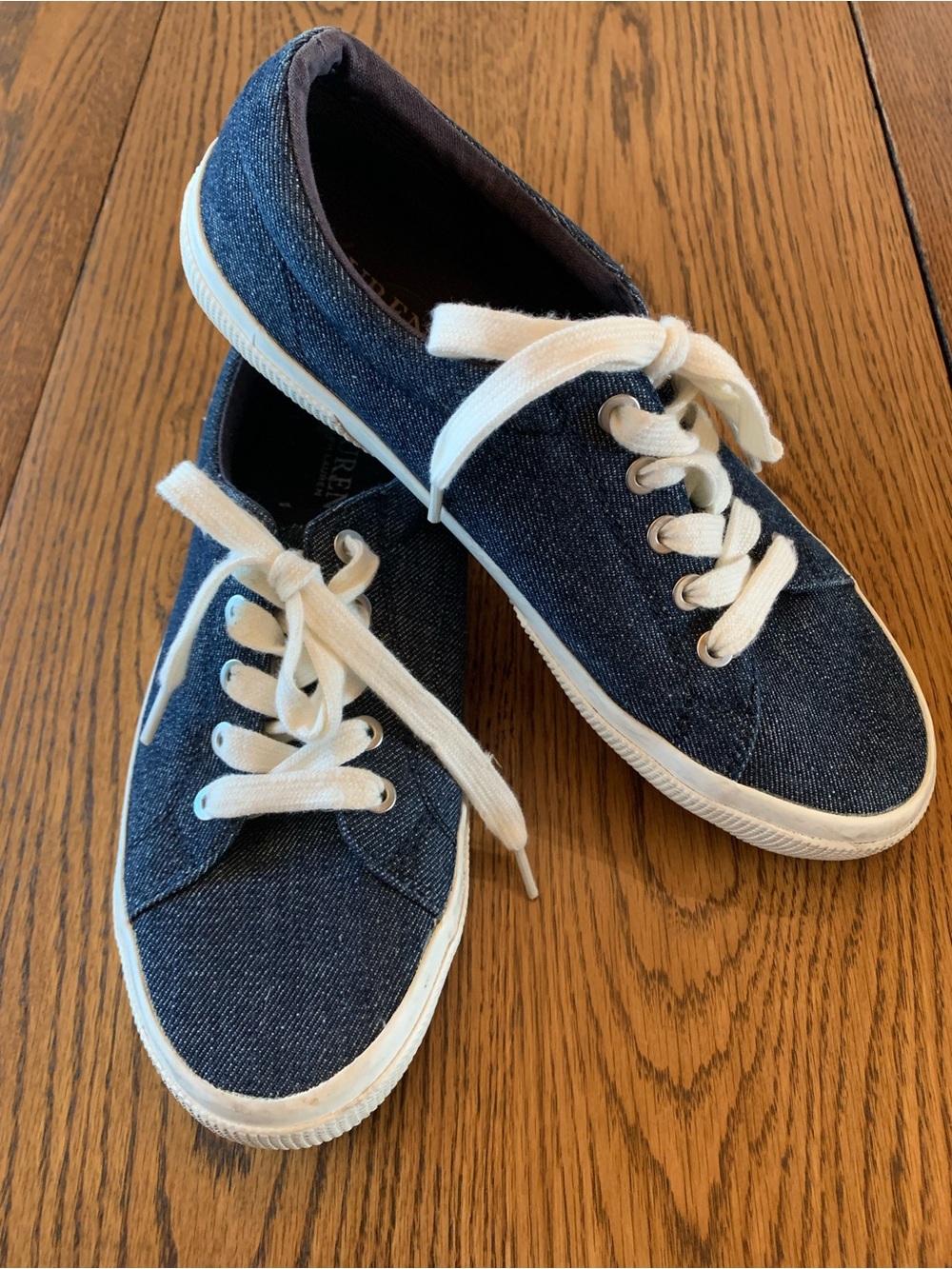 Ralph Lauren Denim Navy Low-Top Sneakers with White Laces